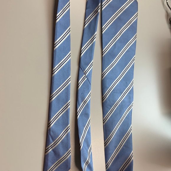 La Vita Di Moda Silk Blue Striped Mens Tie - Picture 6 of 6